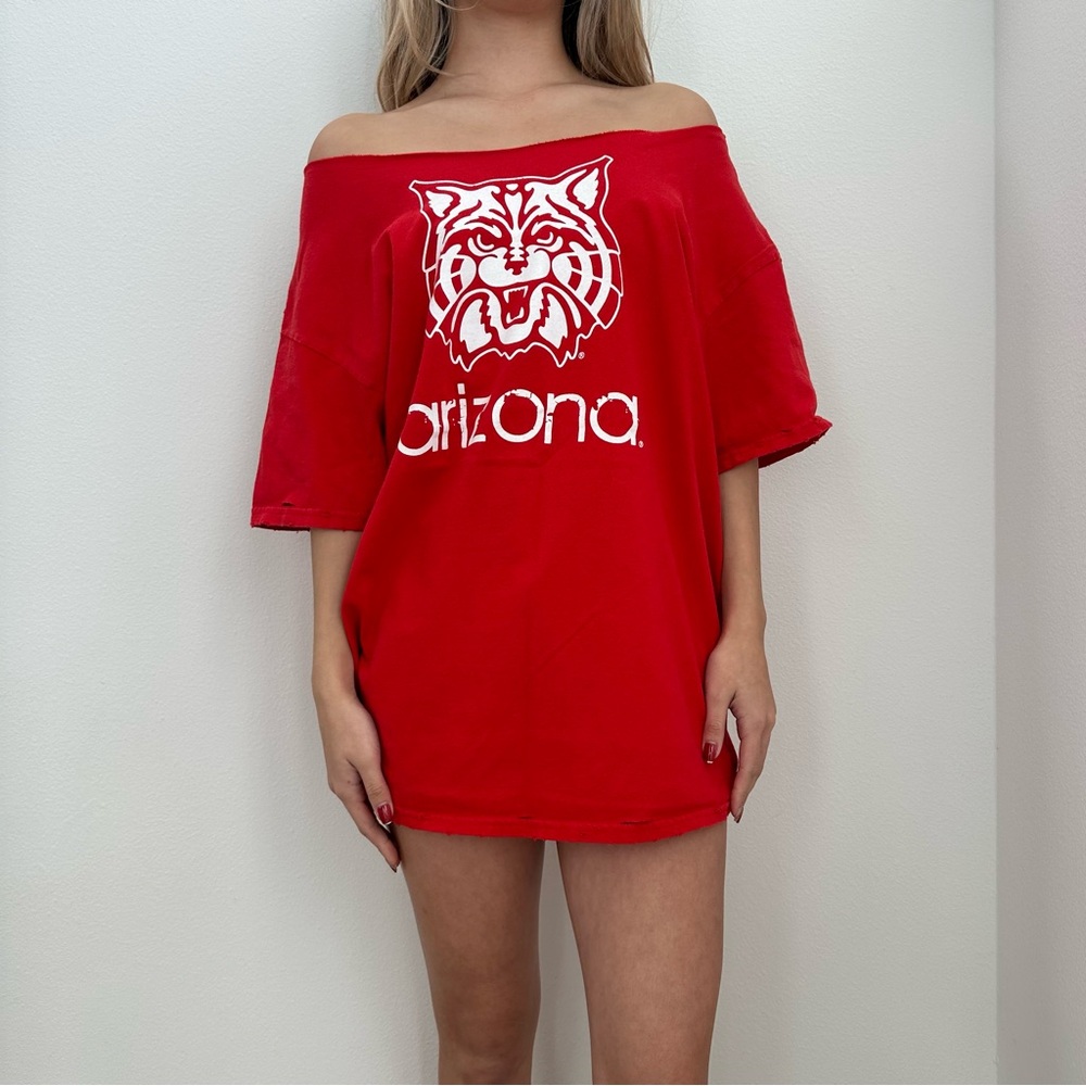 Sold❤️- University of Arizona Destroyed off the shoulder Tee